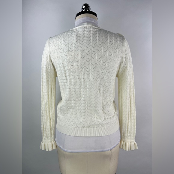 💚 2963. Ruffled Button Front Cream Cardigan - Picture 2 of 7